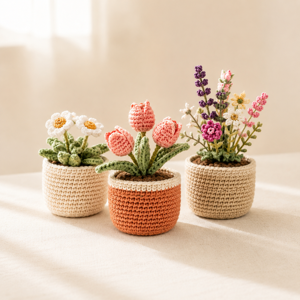 Personalized Crochet Daisy Pot