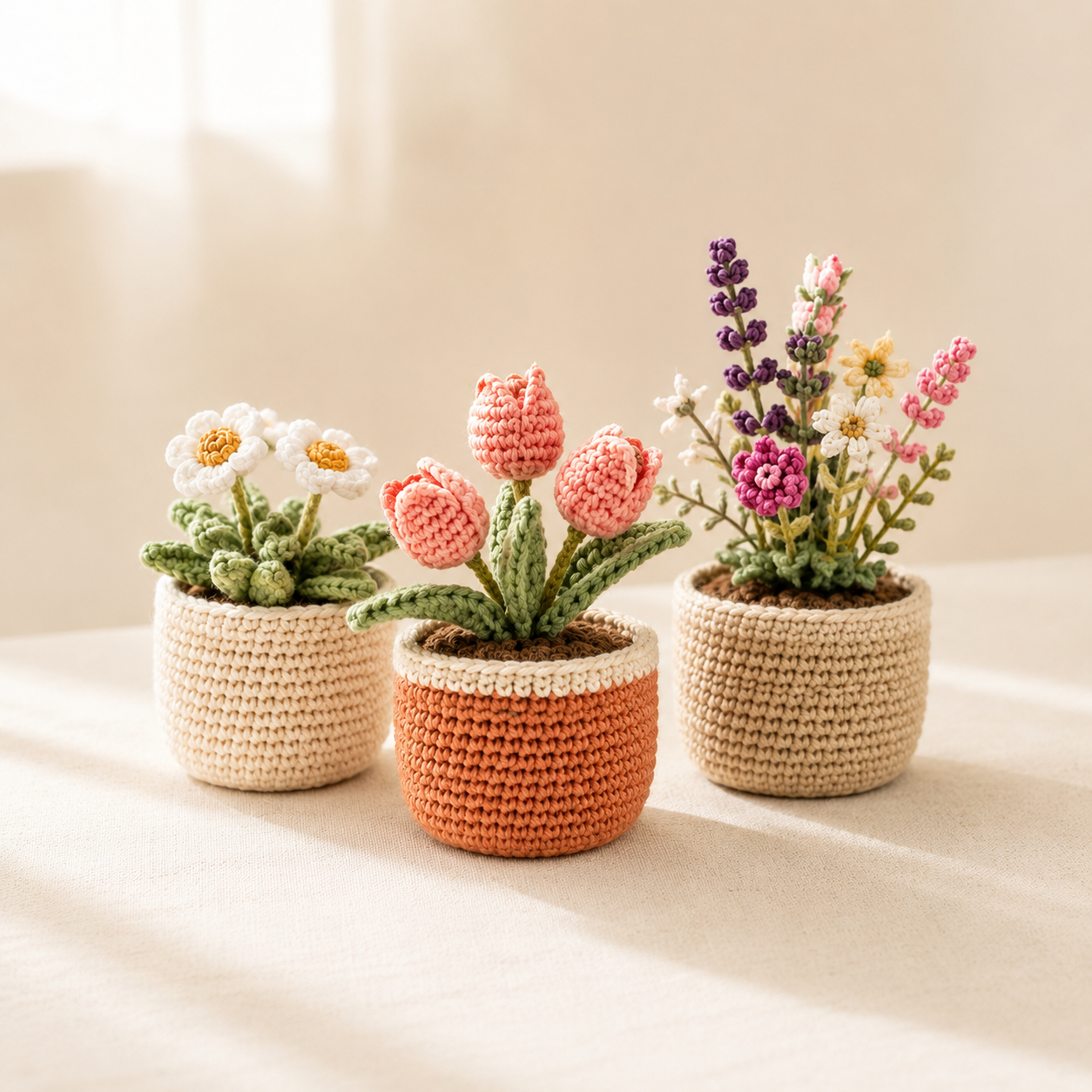 Personalized Crochet Daisy Pot