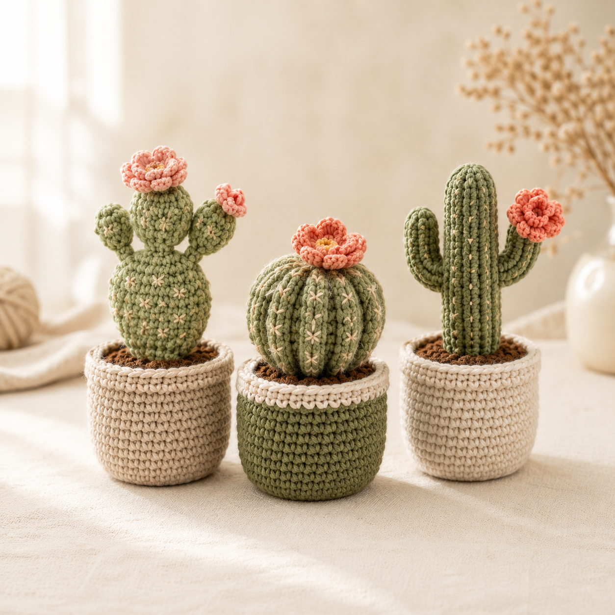 October Rainbow Crochet Cactus Pot