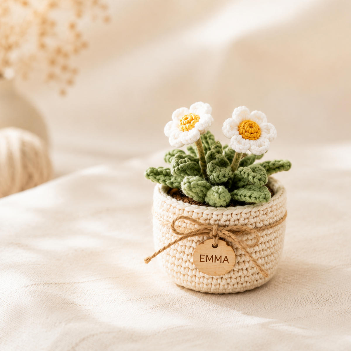 Personalized Crochet Daisy Pot