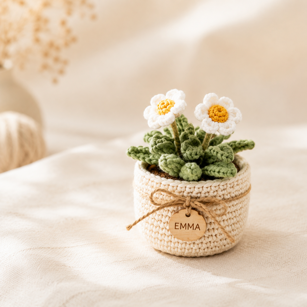 Personalized Crochet Daisy Pot