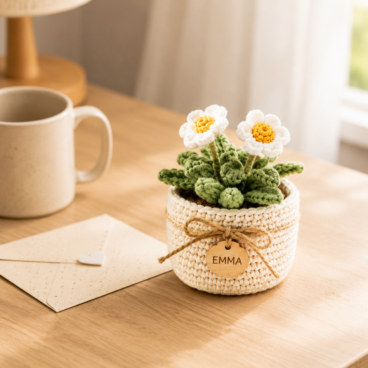 Personalized Crochet Daisy Pot