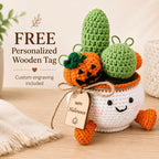 Pumpkin Crochet Cactus Pot — handmade product image 2