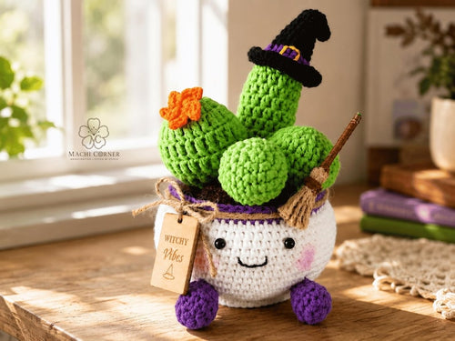 Crochet Witch Cactus Pot — handmade product image 1