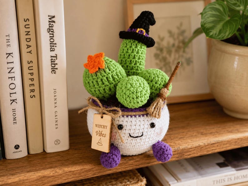 Crochet Witch Cactus Pot — handmade product image 5
