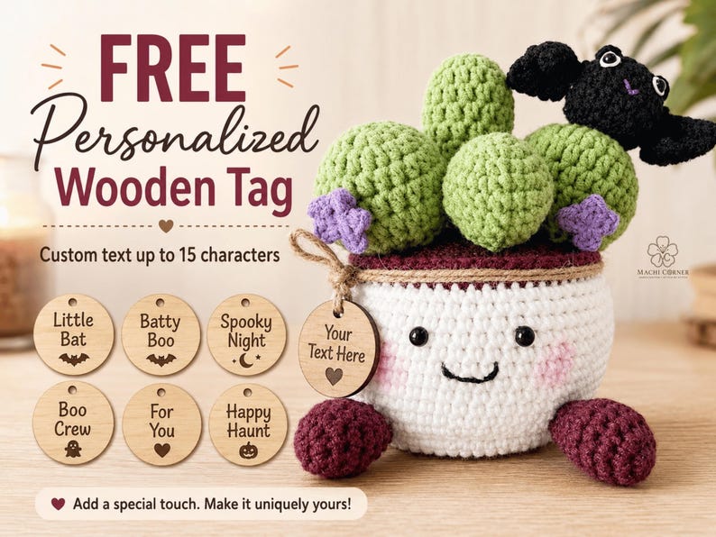 Little Bat Crochet Cactus Pot — handmade product image 2