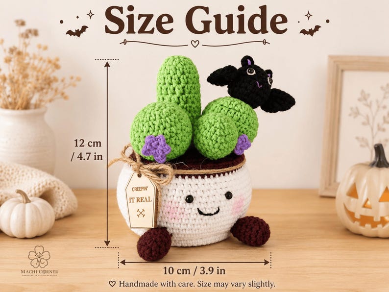 Little Bat Crochet Cactus Pot — handmade product image 3