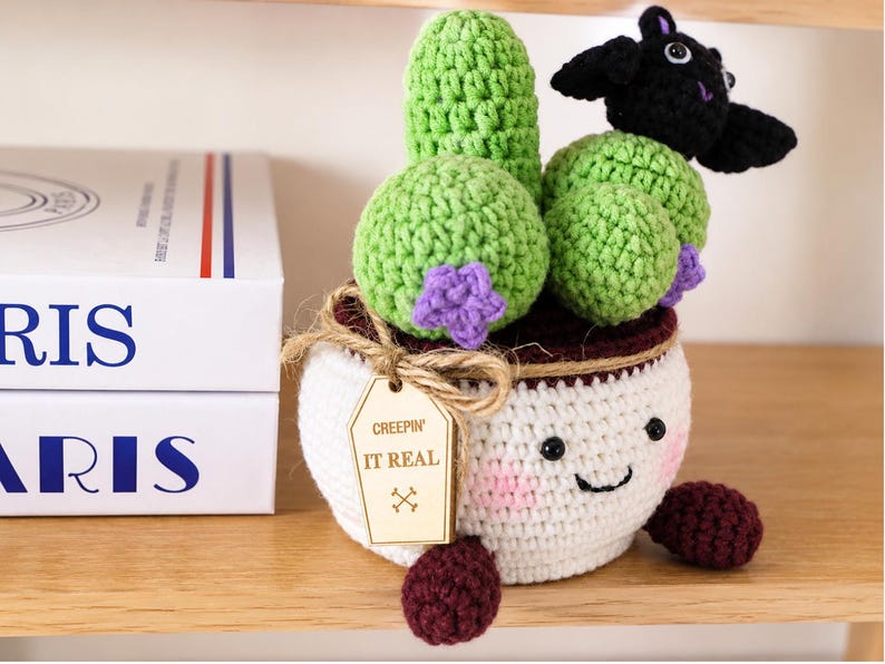 Little Bat Crochet Cactus Pot — handmade product image 7