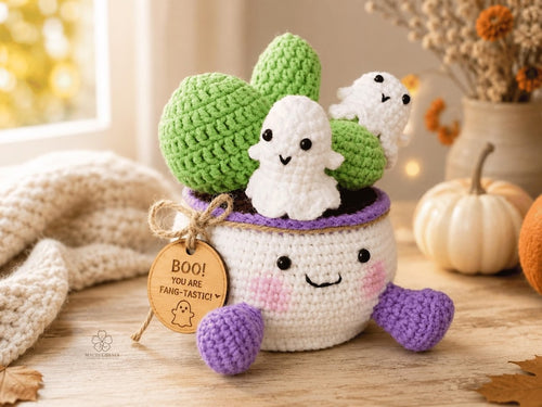 Crochet Ghost Cactus Pot — handmade product image 1