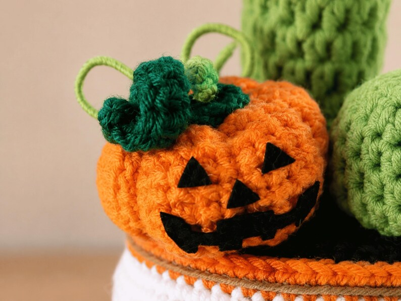 Pumpkin Crochet Cactus Pot — handmade product image 6