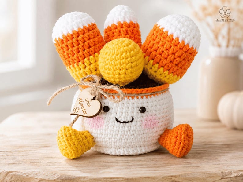 Crochet Candy Corn Pot — handmade product image 6