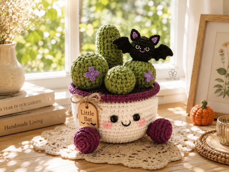 Little Bat Crochet Cactus Pot — handmade product image 4