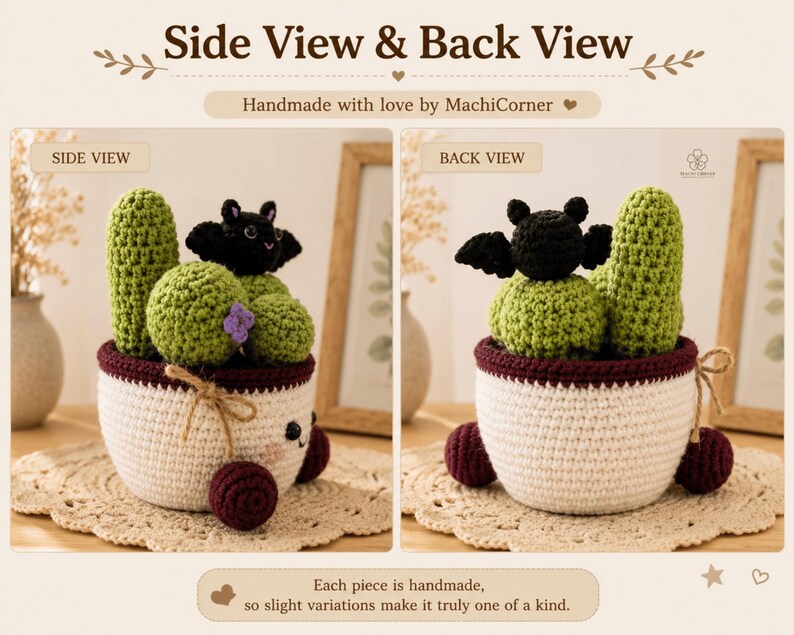 Little Bat Crochet Cactus Pot — handmade product image 6