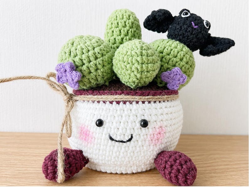 Little Bat Crochet Cactus Pot — handmade product image 8