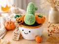 Pumpkin Crochet Cactus Pot — handmade product image 1