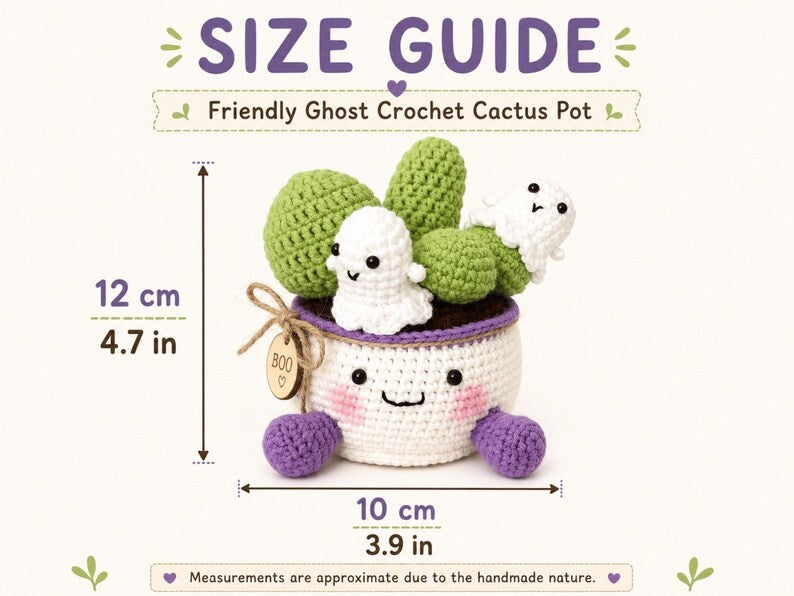 Crochet Ghost Cactus Pot — handmade product image 6